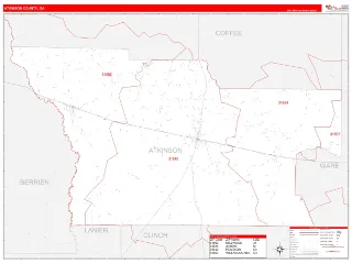 Atkinson County, GA RedLine style ZIP Code wall map