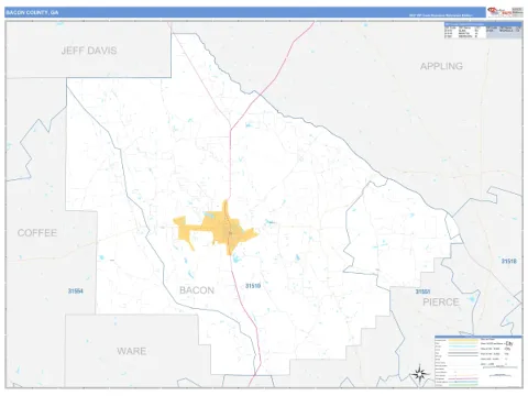 Bacon County, GA map