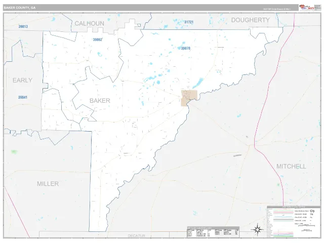 Baker County, GA ZIP Code Wall Map, Classic style