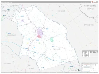 Bulloch County, GA Classic style ZIP Code wall map