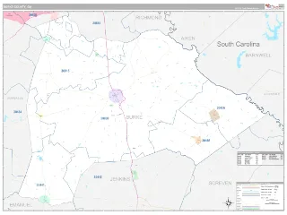 Burke County, GA Classic style ZIP Code wall map