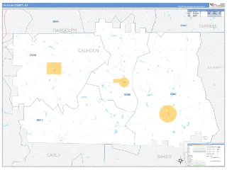 Calhoun County, GA Business Reference style ZIP Code wall map