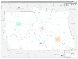 Calhoun County, GA Classic style ZIP Code wall map