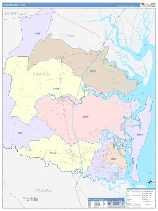 Camden County, GA ColorCast style ZIP Code wall map