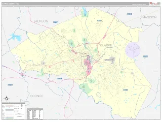 Clarke County, GA Classic style ZIP Code wall map
