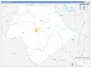 Crawford County, GA Business Reference style ZIP Code wall map