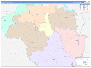 Crawford County, GA ColorCast style ZIP Code wall map