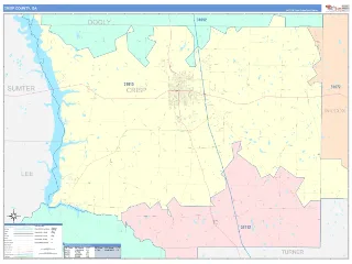 Crisp County, GA ColorCast style ZIP Code wall map