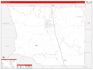 Crisp County, GA RedLine style ZIP Code wall map