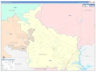 Dawson County, GA ColorCast style ZIP Code wall map