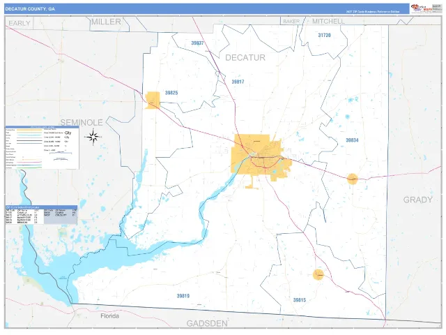 Decatur County, GA ZIP Code Wall Map, Business Reference style