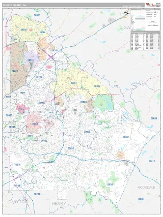 DeKalb County, GA Classic style ZIP Code wall map