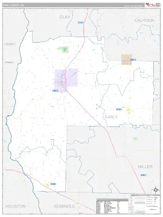 Early County, GA Classic style ZIP Code wall map