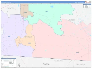 Echols County, GA ColorCast style ZIP Code wall map