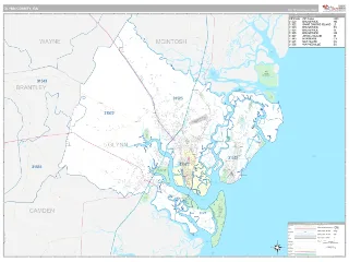 Glynn County, GA Classic style ZIP Code wall map