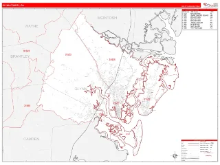 Glynn County, GA RedLine style ZIP Code wall map