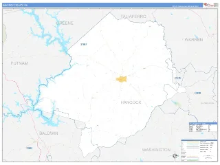 Hancock County, GA Business Reference style ZIP Code wall map