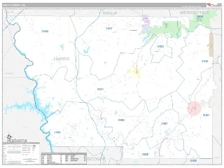 Harris County, GA Classic style ZIP Code wall map