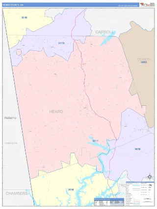 Heard County, GA ColorCast style ZIP Code wall map