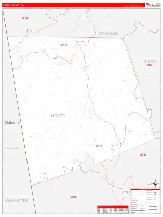 Heard County, GA RedLine style ZIP Code wall map