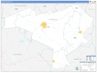 Johnson County, GA Business Reference style ZIP Code wall map