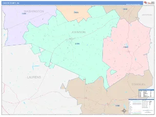 Johnson County, GA ColorCast style ZIP Code wall map
