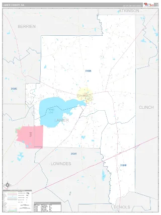 Lanier County, GA Classic style ZIP Code wall map