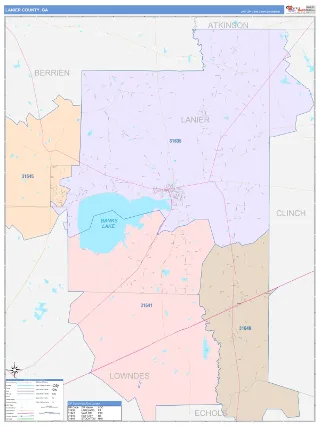 Lanier County, GA ColorCast style ZIP Code wall map