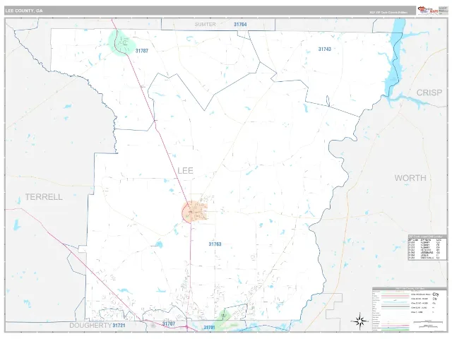 Lee County, GA ZIP Code Wall Map, Classic style