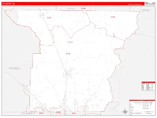 Lee County, GA RedLine style ZIP Code wall map