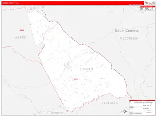 Lincoln County, GA RedLine style ZIP Code wall map