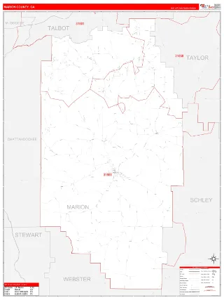 Marion County, GA RedLine style ZIP Code wall map