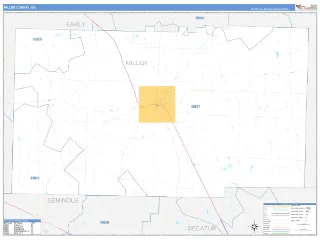 Miller County, GA Business Reference style ZIP Code wall map
