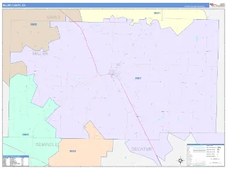 Miller County, GA ColorCast style ZIP Code wall map