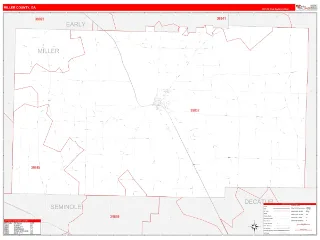Miller County, GA RedLine style ZIP Code wall map
