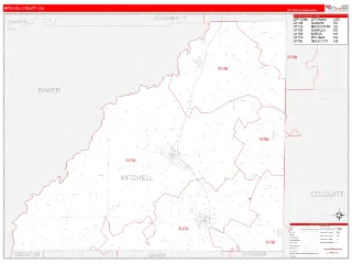 Mitchell County, GA RedLine style ZIP Code wall map