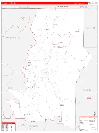 Murray County, GA RedLine style ZIP Code wall map