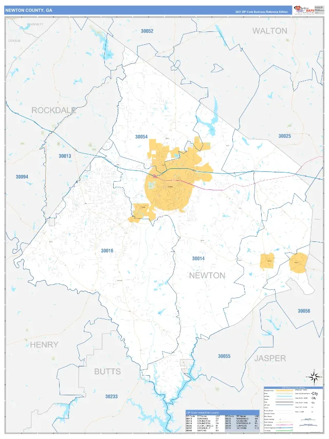 Newton County, GA ZIP Code Wall Map, Business Reference style