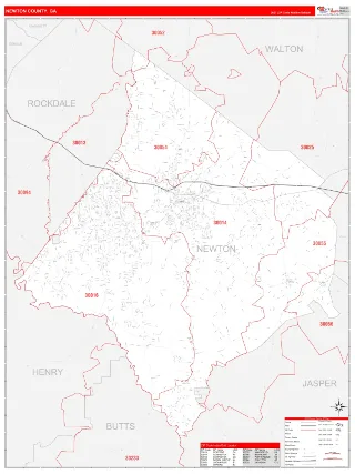 Newton County, GA RedLine style ZIP Code wall map