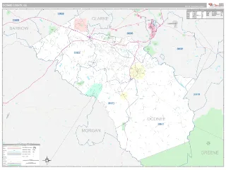 Oconee County, GA Classic style ZIP Code wall map