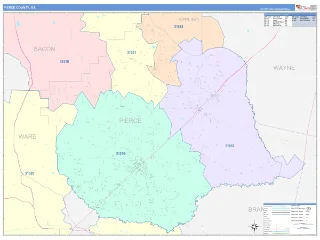 Pierce County, GA ColorCast style ZIP Code wall map
