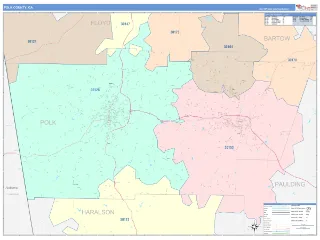 Polk County, GA ColorCast style ZIP Code wall map