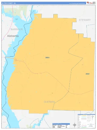 Quitman County, GA Business Reference style ZIP Code wall map