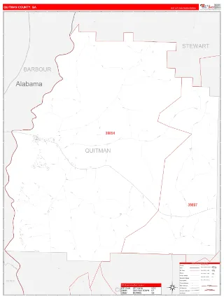 Quitman County, GA RedLine style ZIP Code wall map