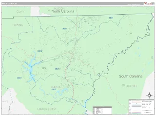 Rabun County, GA Classic style ZIP Code wall map