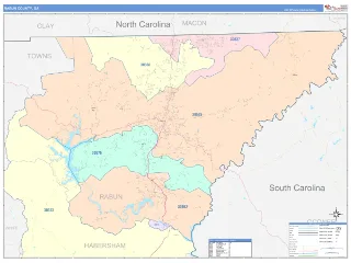 Rabun County, GA ColorCast style ZIP Code wall map