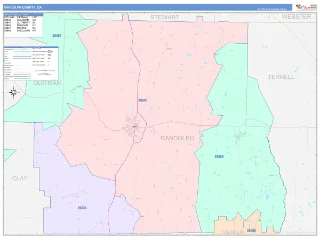 Randolph County, GA ColorCast style ZIP Code wall map