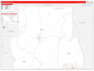 Randolph County, GA RedLine style ZIP Code wall map