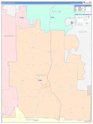 Schley County, GA ColorCast style ZIP Code wall map