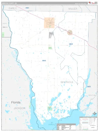 Seminole County, GA Classic style ZIP Code wall map